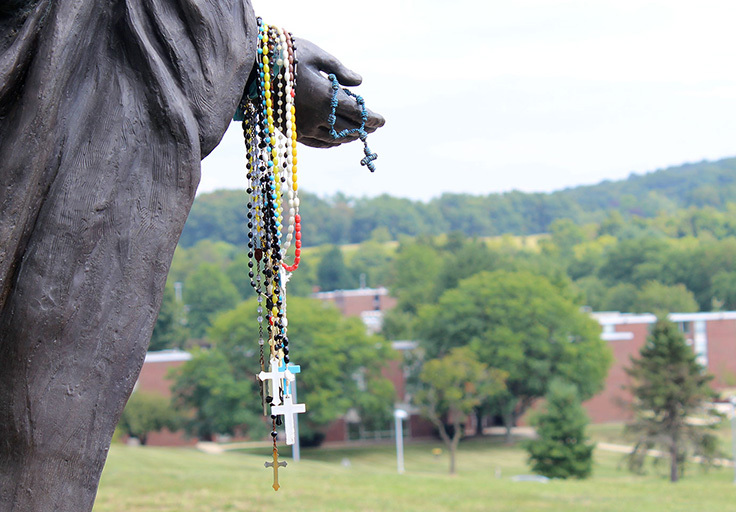 Rosary beads Mary Statue at DeSales