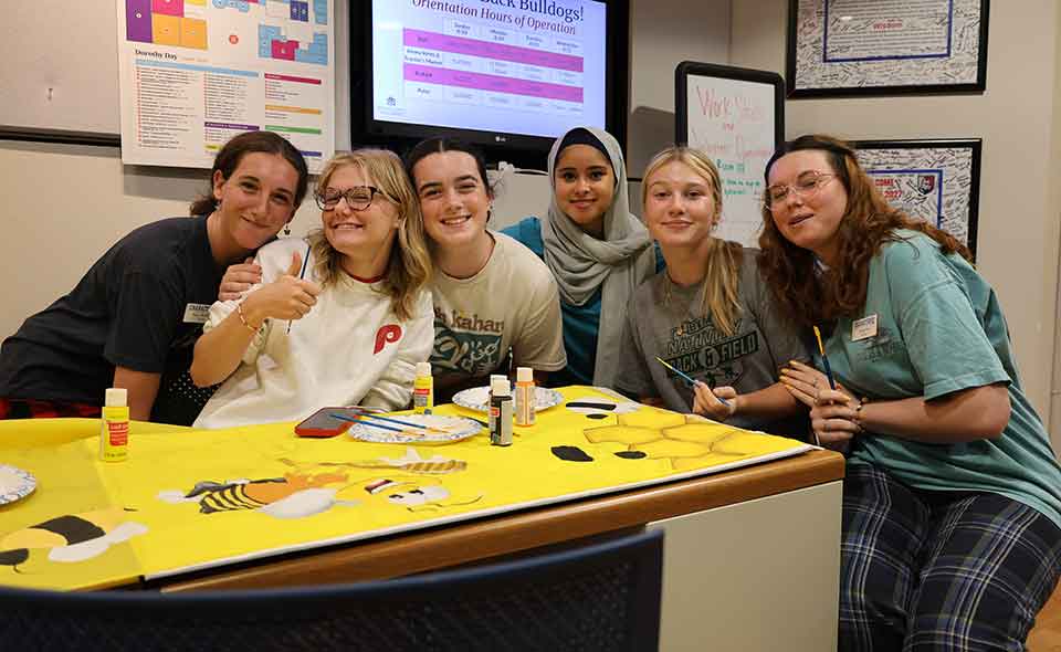 students making posters and flags