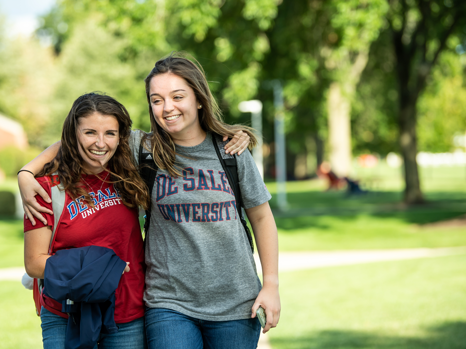 students walking on campus