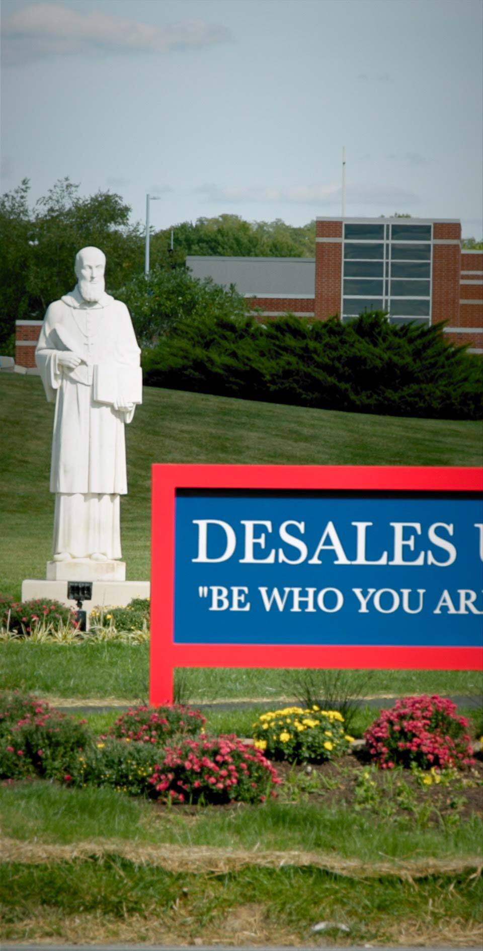 desales university campus and welcome sign