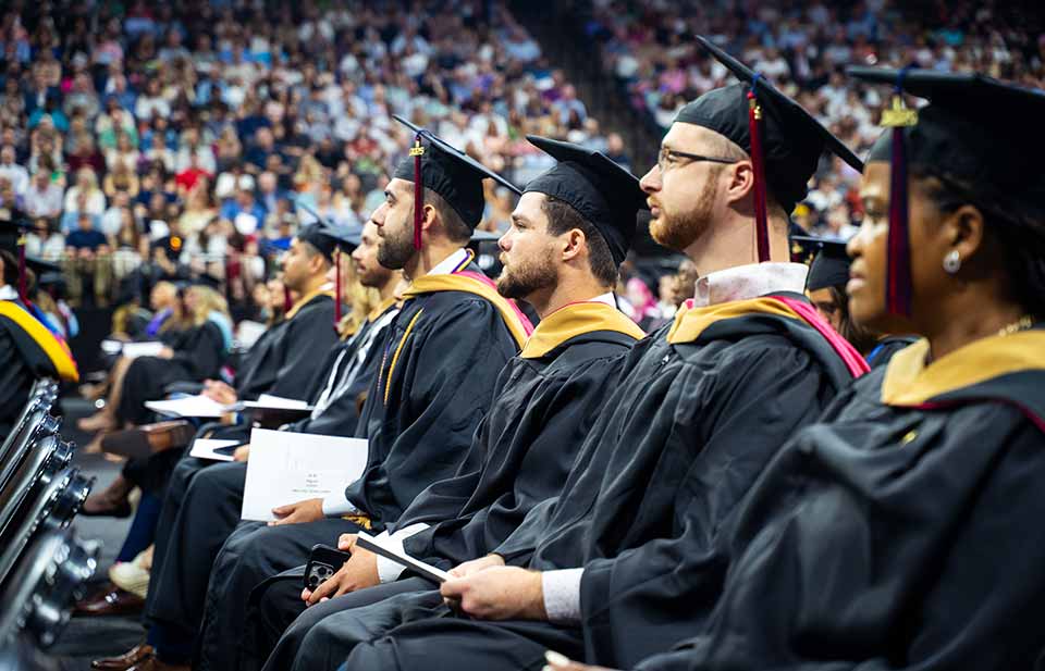 students participating in commencement exercises