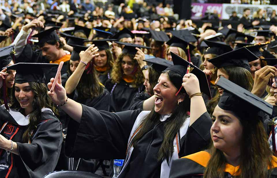 students participating in commencement exercises