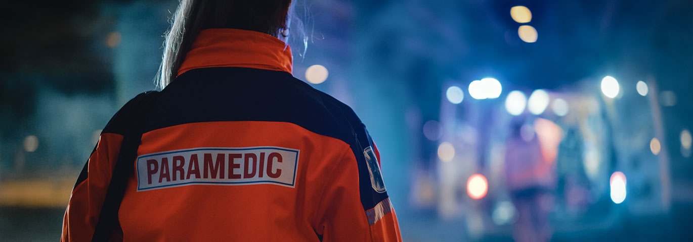the back of a paramedic's jacket