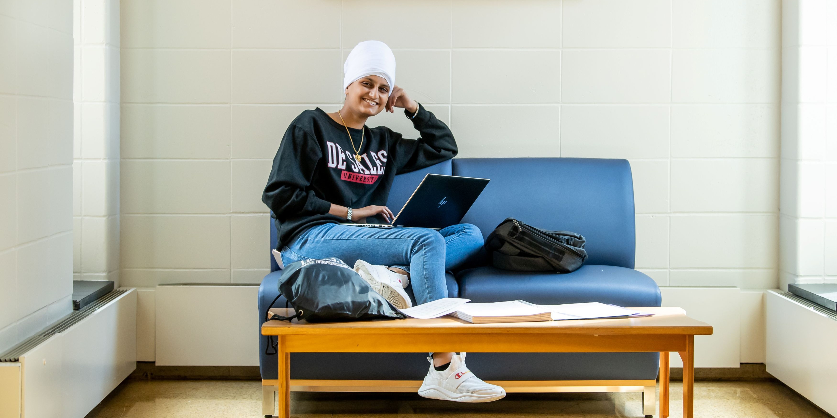 student working from home