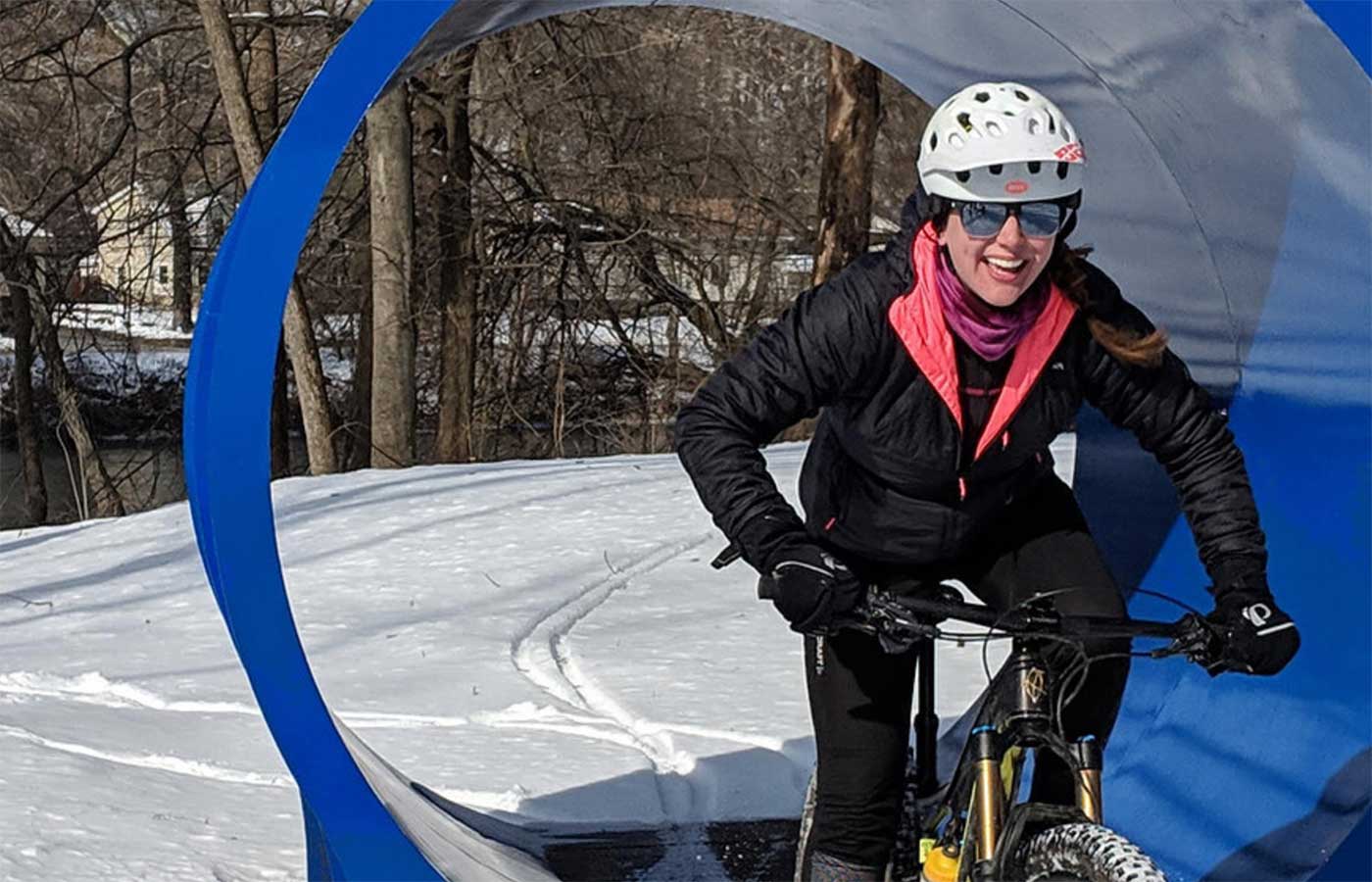Taylor Rojek on a mountain bike