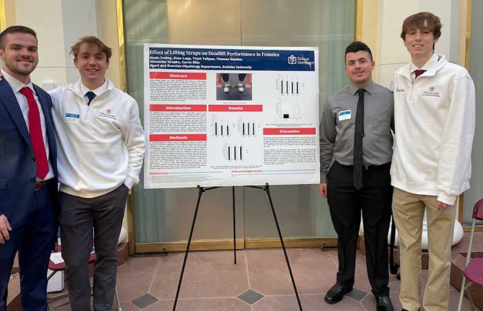 sport and exercise physiology students presenting research