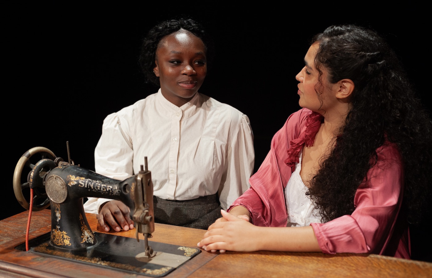 Student actors in Act 1 production of Intimate Apparel 