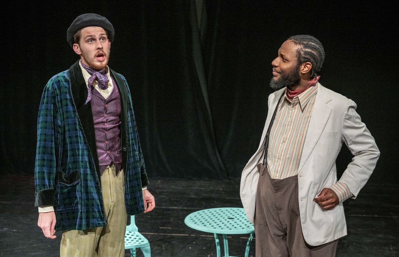 Christian Tuffy and Samir Brown in Act 1’s production of “Twelfth Night” 