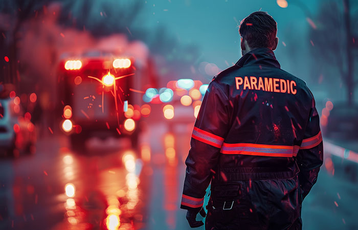 paramedic standing near an emergency scene